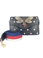 Gucci Black Leather Queen Margaret Bee Shoulder Bag