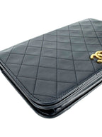 Chanel Vintage Black Lambskin Quilted Full Flap Bag