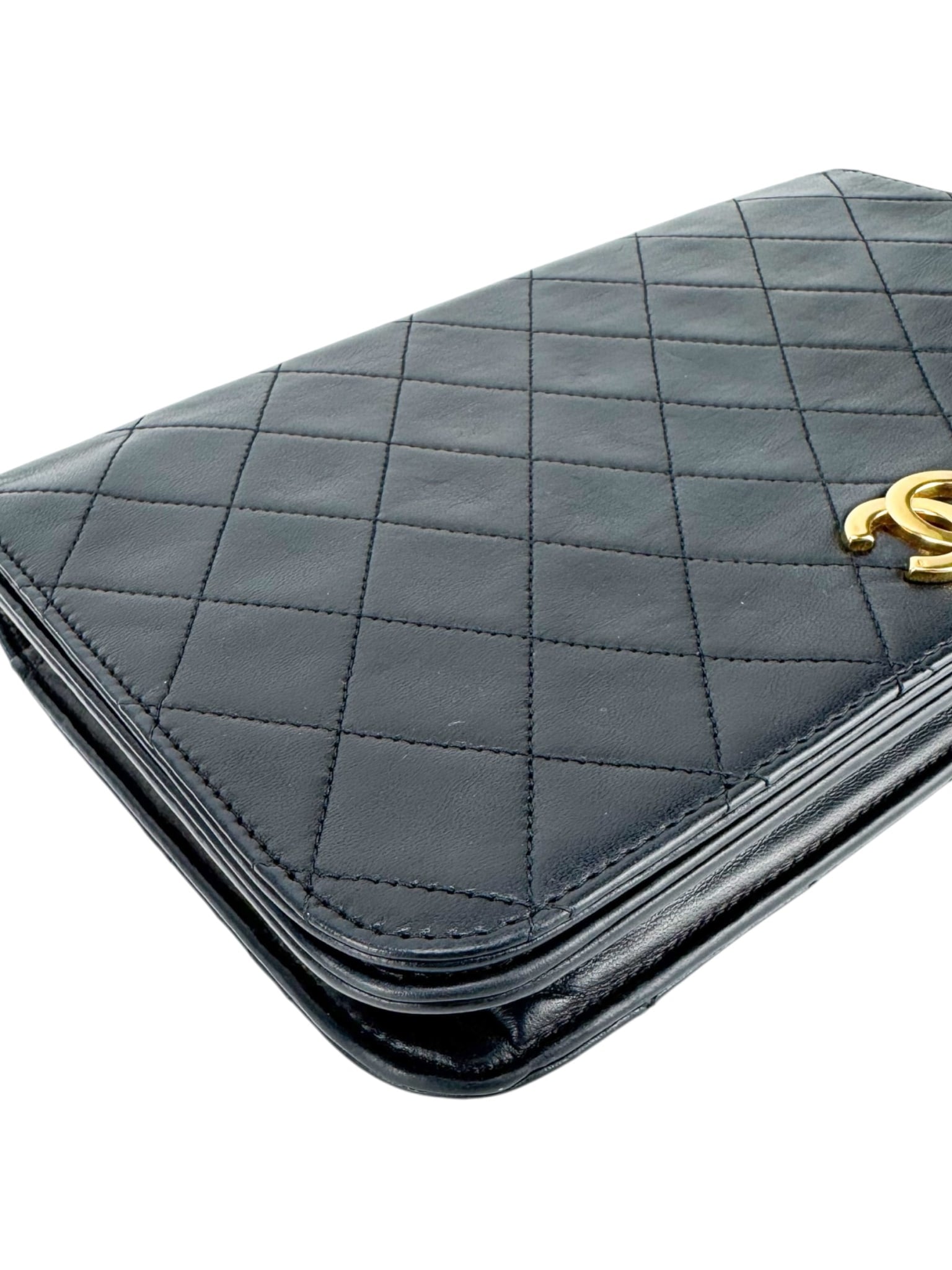 Chanel Vintage Black Lambskin Quilted Full Flap Bag
