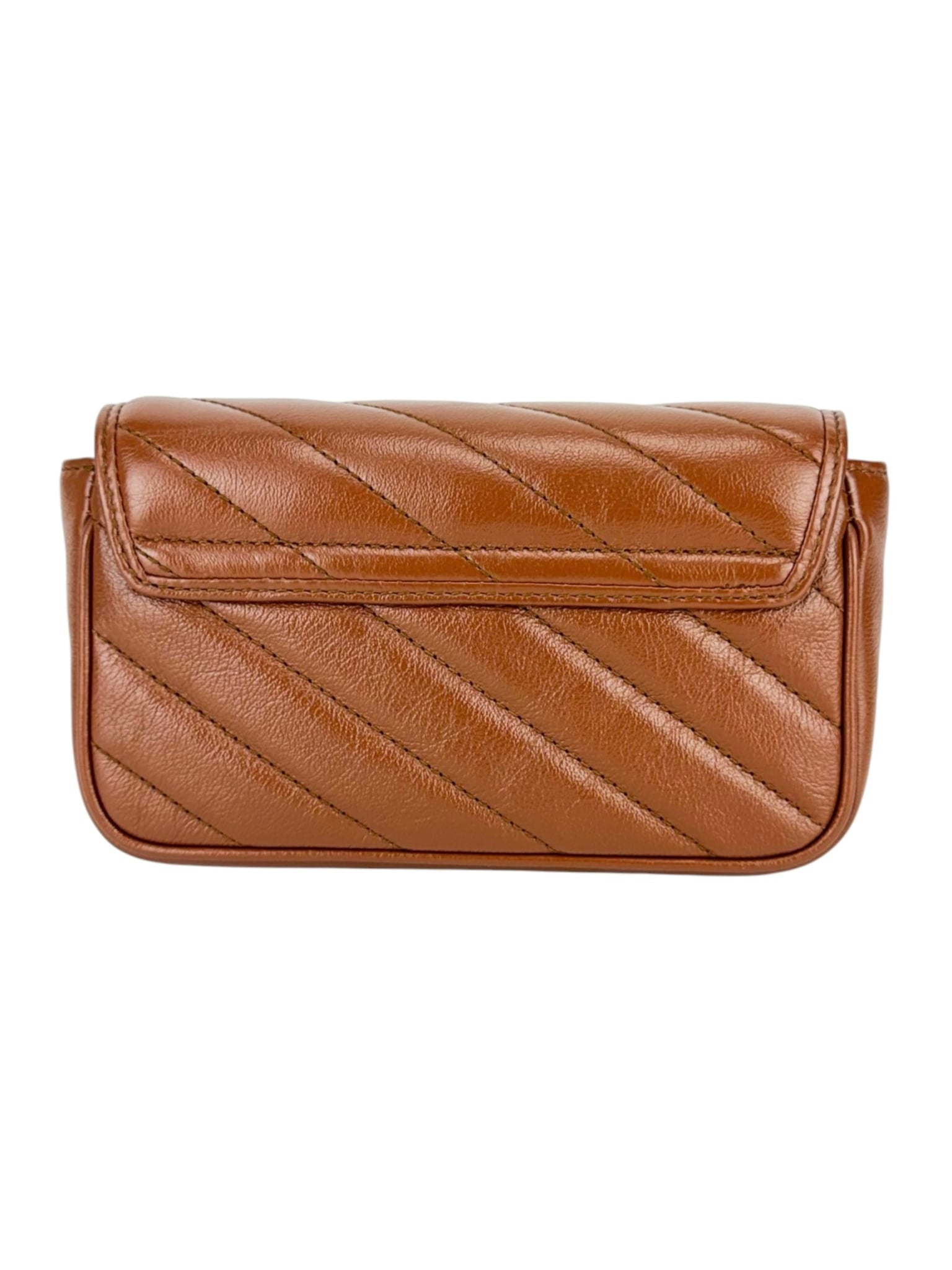 Gucci Leather Cognac Double G Marmont Super Mini Bag