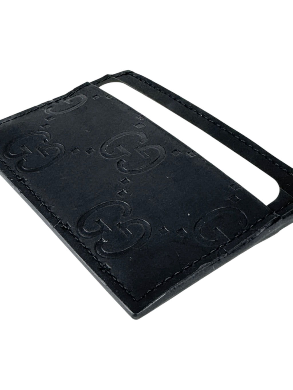 Gucci Black Leather Rubber Effect Card Case