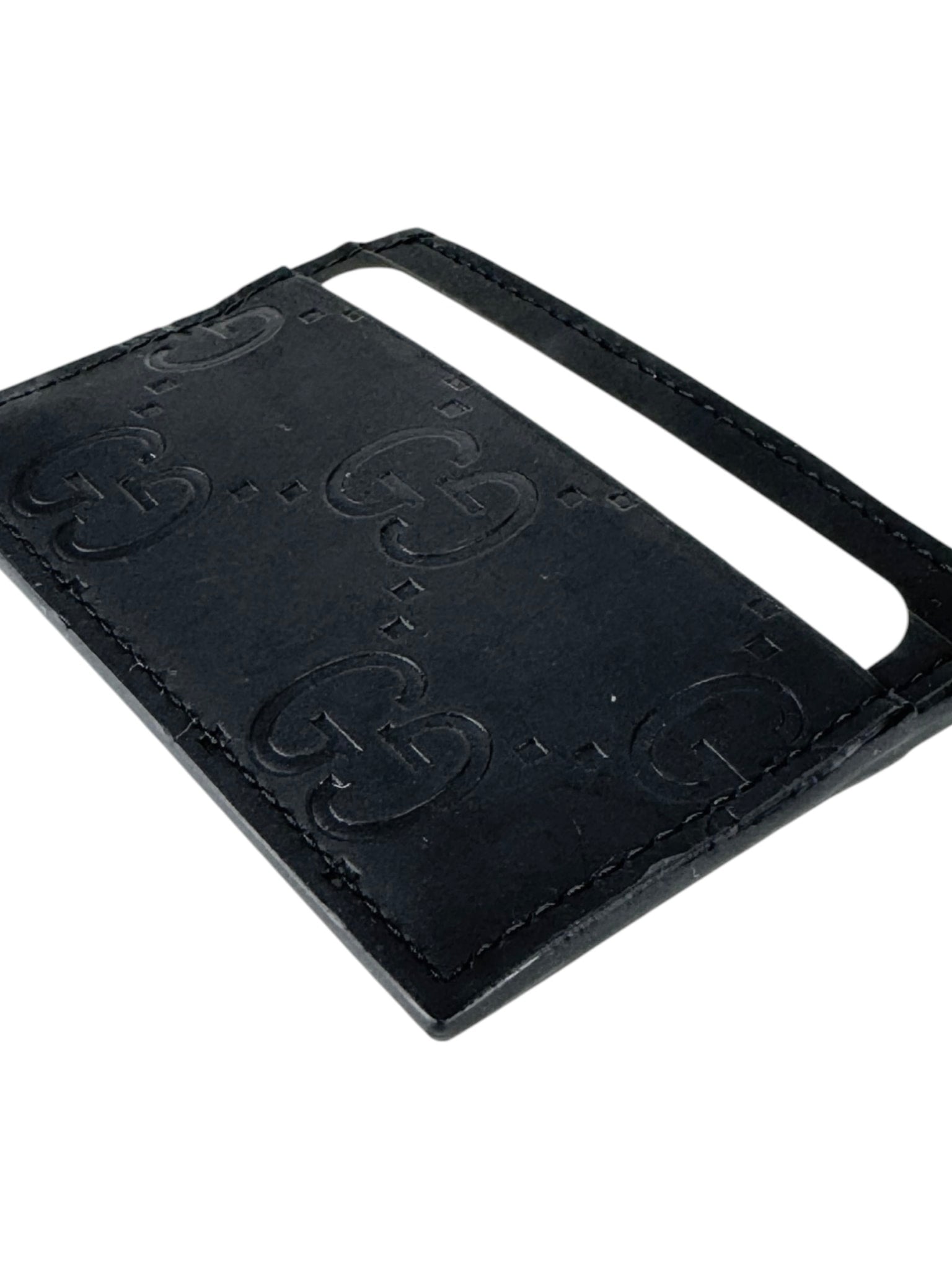 Gucci Black Leather Rubber Effect Card Case
