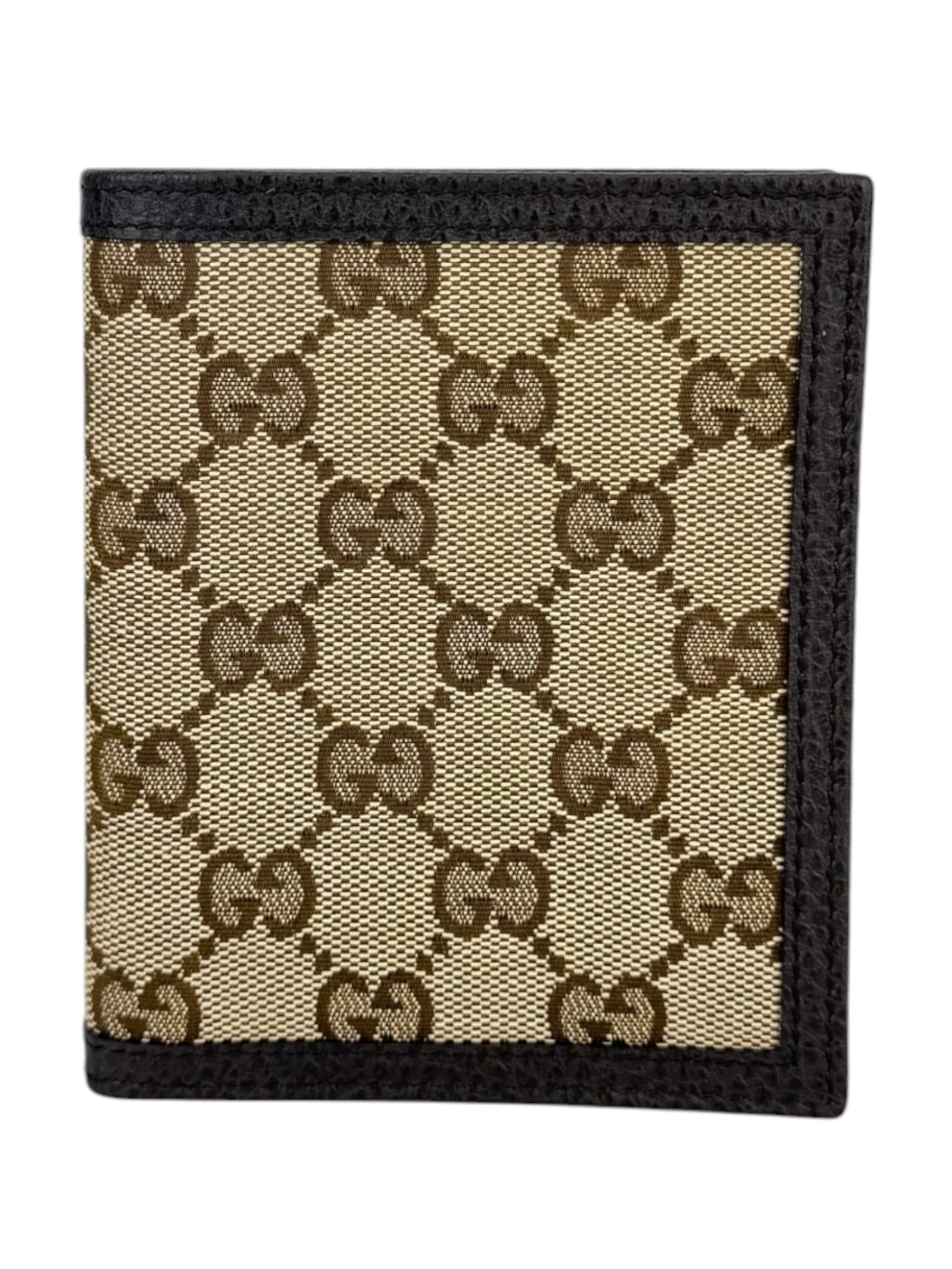 Gucci Brown Canvas and Leather GG Bifold Wallet