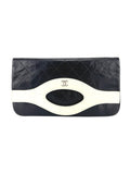 Chanel Black and Cream Calf Leather Matelasse Clutch Bag