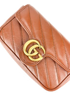 Gucci Leather Cognac Double G Marmont Super Mini Bag