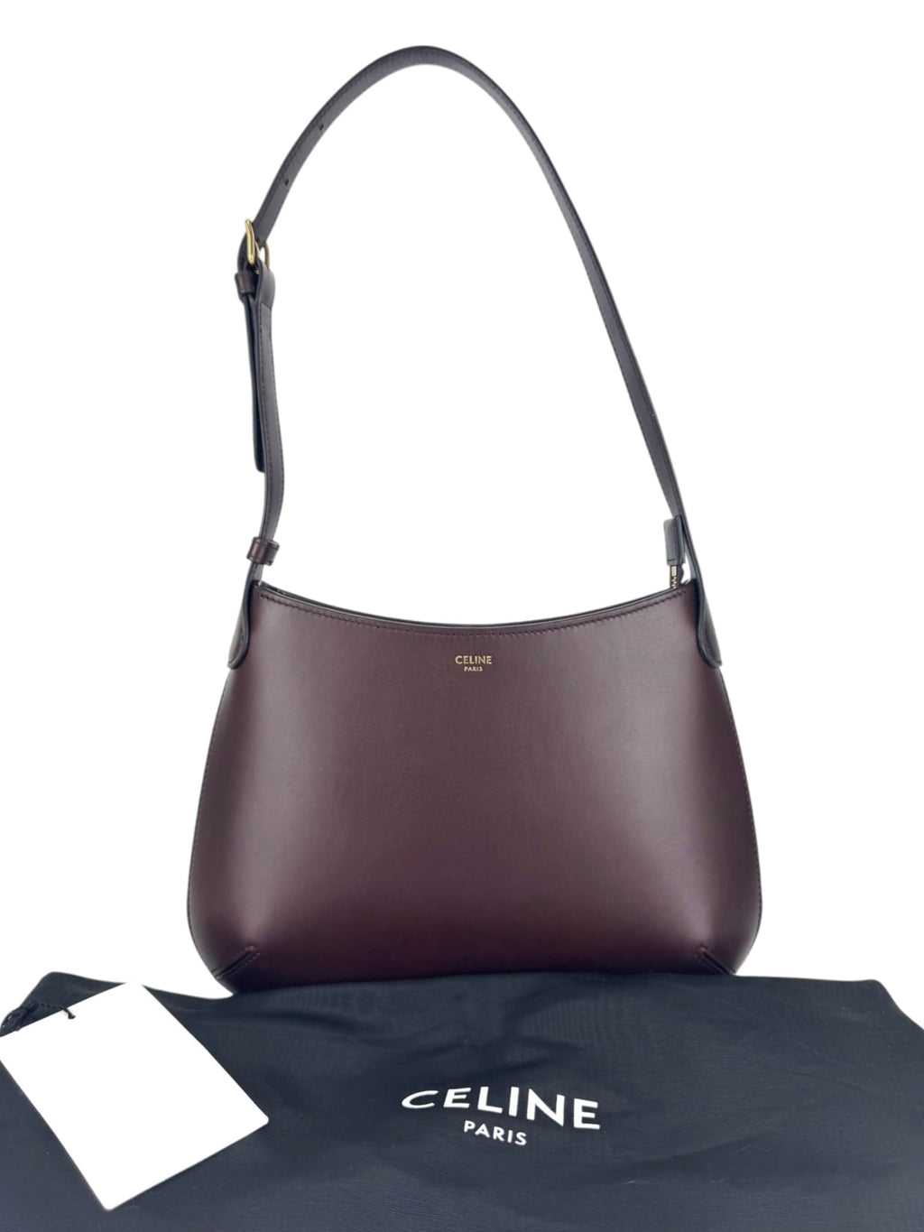 Celine Vintage Brown Leather Hobo Shoulder Bag