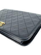 Chanel Vintage Black Lambskin Quilted Full Flap Bag